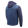 Milwaukee Leather MDM1000 Men's Blue Denim Jacket with Removable Hoodie
