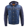 Milwaukee Leather MDM1000 Men's Blue Denim Jacket with Removable Hoodie