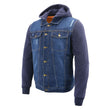 Milwaukee Leather MDM1000 Men's Blue Denim Jacket with Removable Hoodie