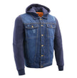 Milwaukee Leather MDM1000 Men's Blue Denim Jacket with Removable Hoodie