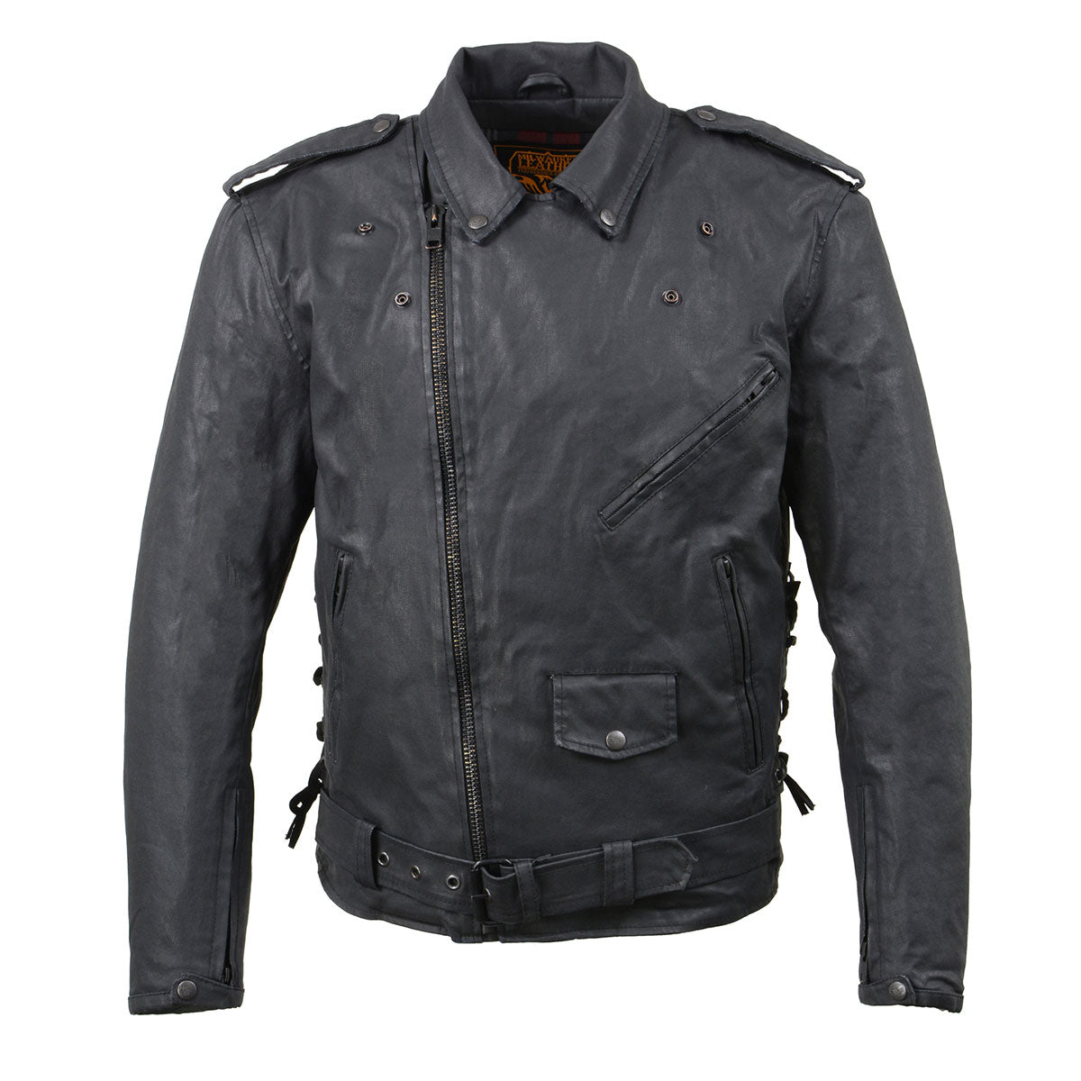 Milwaukee Leather MDM1020 Men's Black Classic 'Waxed' Motorcycle