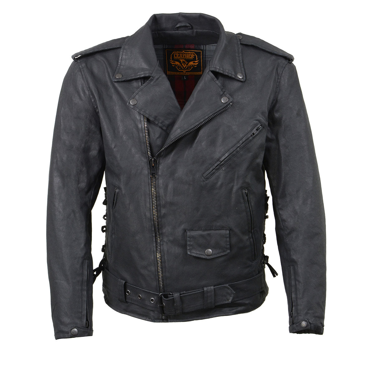 Milwaukee Leather MDM1020 Men's Black Classic 'Waxed' Motorcycle