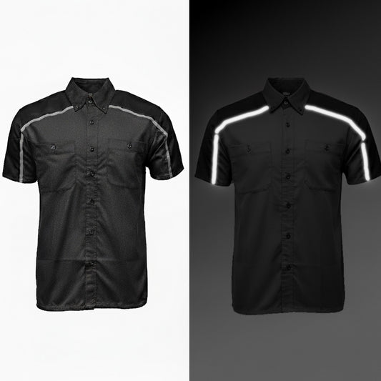 Milwaukee Motorcycle Clothing Co. Men’s Delco Gray/Black Mechanic Rider Ready Shirt w/ Reflective Strip MDM11605