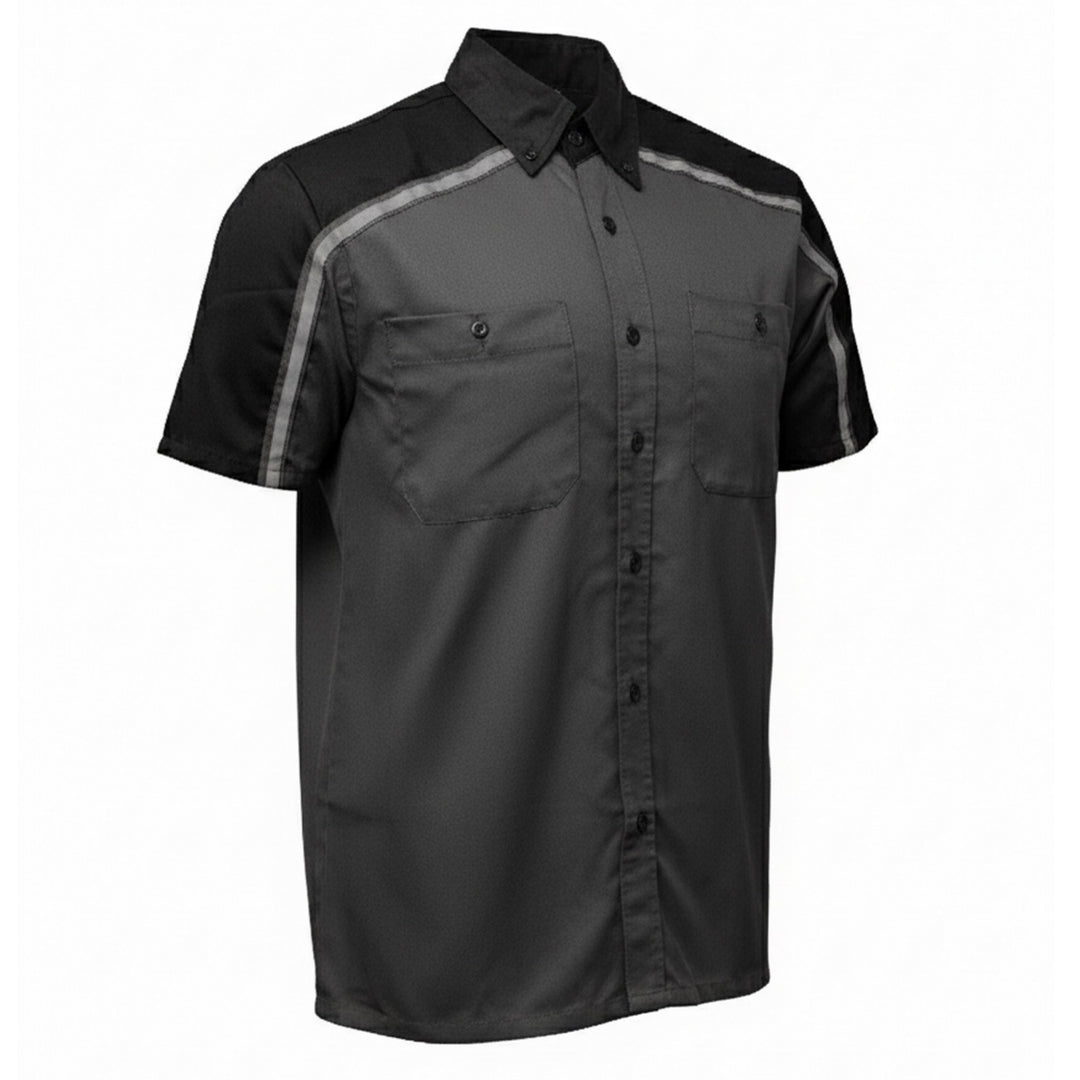 Milwaukee Motorcycle Clothing Co. Men’s Delco Gray/Black Mechanic Rider Ready Shirt w/ Reflective Strip MDM11605