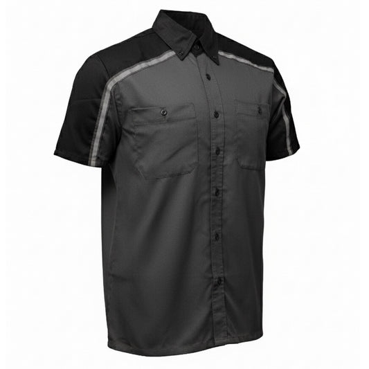 Milwaukee Motorcycle Clothing Co. Men’s Delco Gray/Black Mechanic Rider Ready Shirt w/ Reflective Strip MDM11605