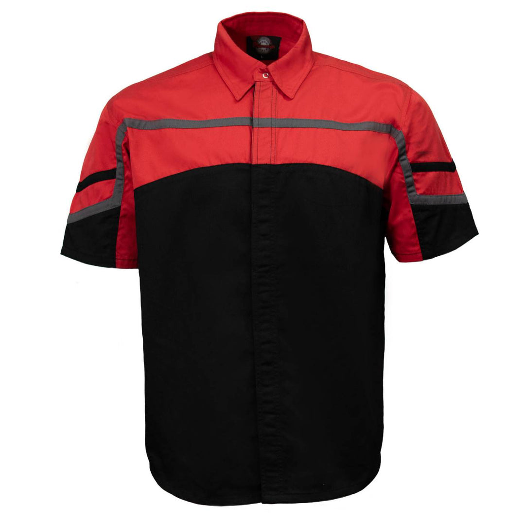 MMCC Men’s Torque Shift Reflective Mechanic Work Shirt - Concealed Closure - 50/50 Cotton Poly Blend - MDM11617