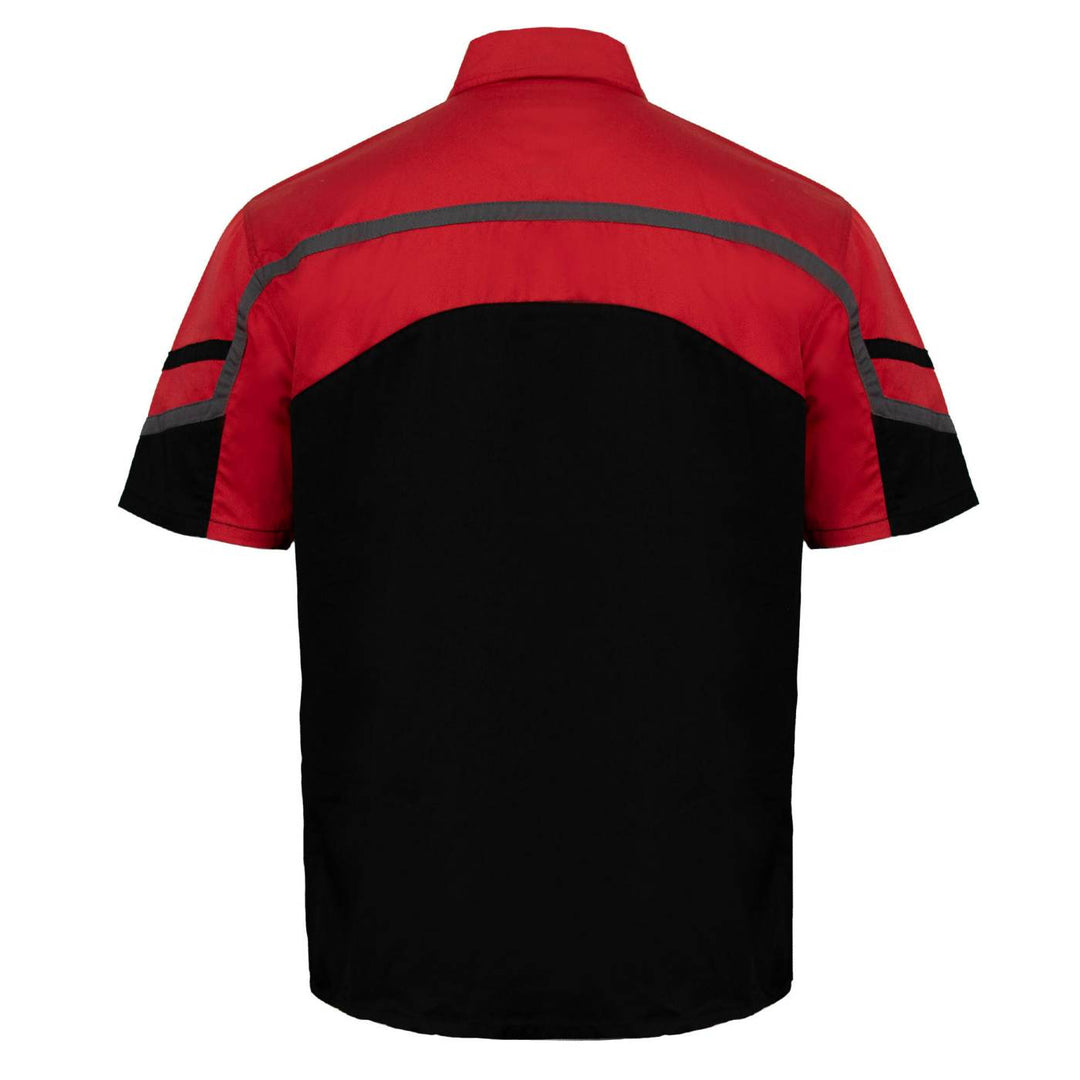 MMCC Men’s Torque Shift Reflective Mechanic Work Shirt - Concealed Closure - 50/50 Cotton Poly Blend - MDM11617