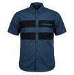 MMCC Men’s 'Double Down' Blue/Black Short Sleeve Mechanic Work Shirt - w/ Single Pocket - MDM11625