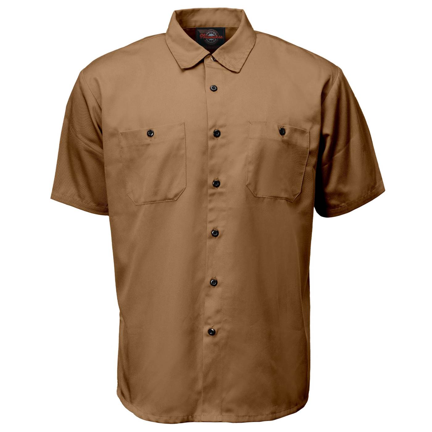 MMCC Men's Khaki Super Duty Classic Mechanic Button Up Shirt - 2 Chest Pockets - Microfiber Panel - MDM11664