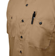 MMCC Men's Khaki Super Duty Classic Mechanic Button Up Shirt - 2 Chest Pockets - Microfiber Panel - MDM11664
