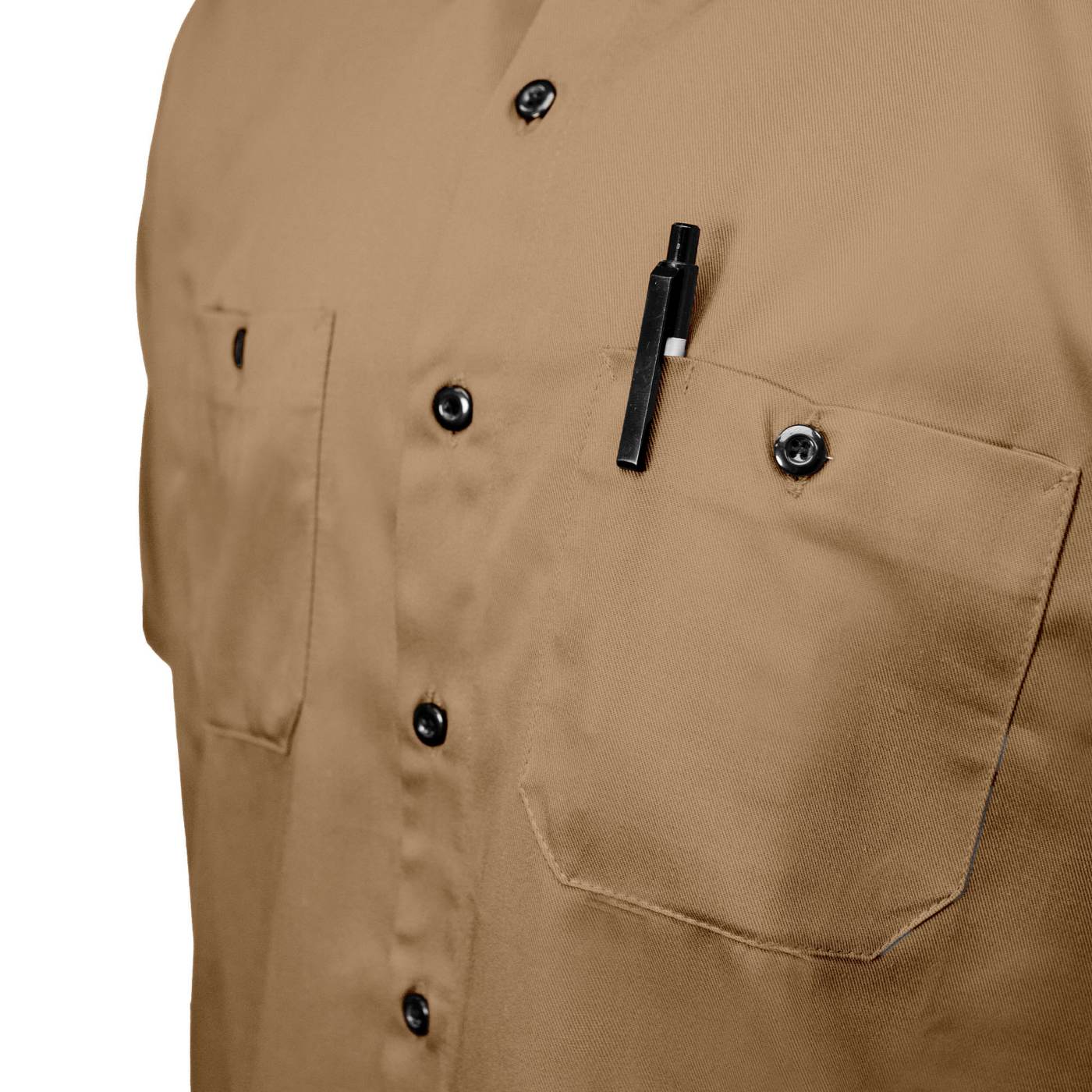 MMCC Men's Khaki Super Duty Classic Mechanic Button Up Shirt - 2 Chest Pockets - Microfiber Panel - MDM11664
