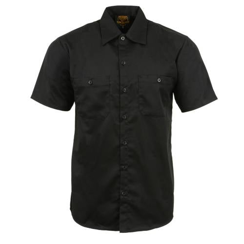 Milwaukee Leather MDM11669 Men's Black Button Up Heavy Duty Work Shirt | Classic Mechanic Work Shirt w/ Pockets