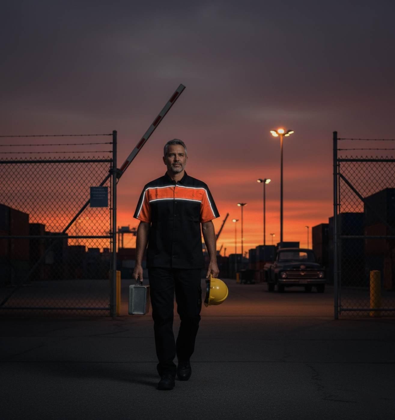 Milwaukee Leather MDM11673 Men’s Black-Orange Mechanic Work Shirt w/ Reflective Strip - Heavy-Duty Button-Up