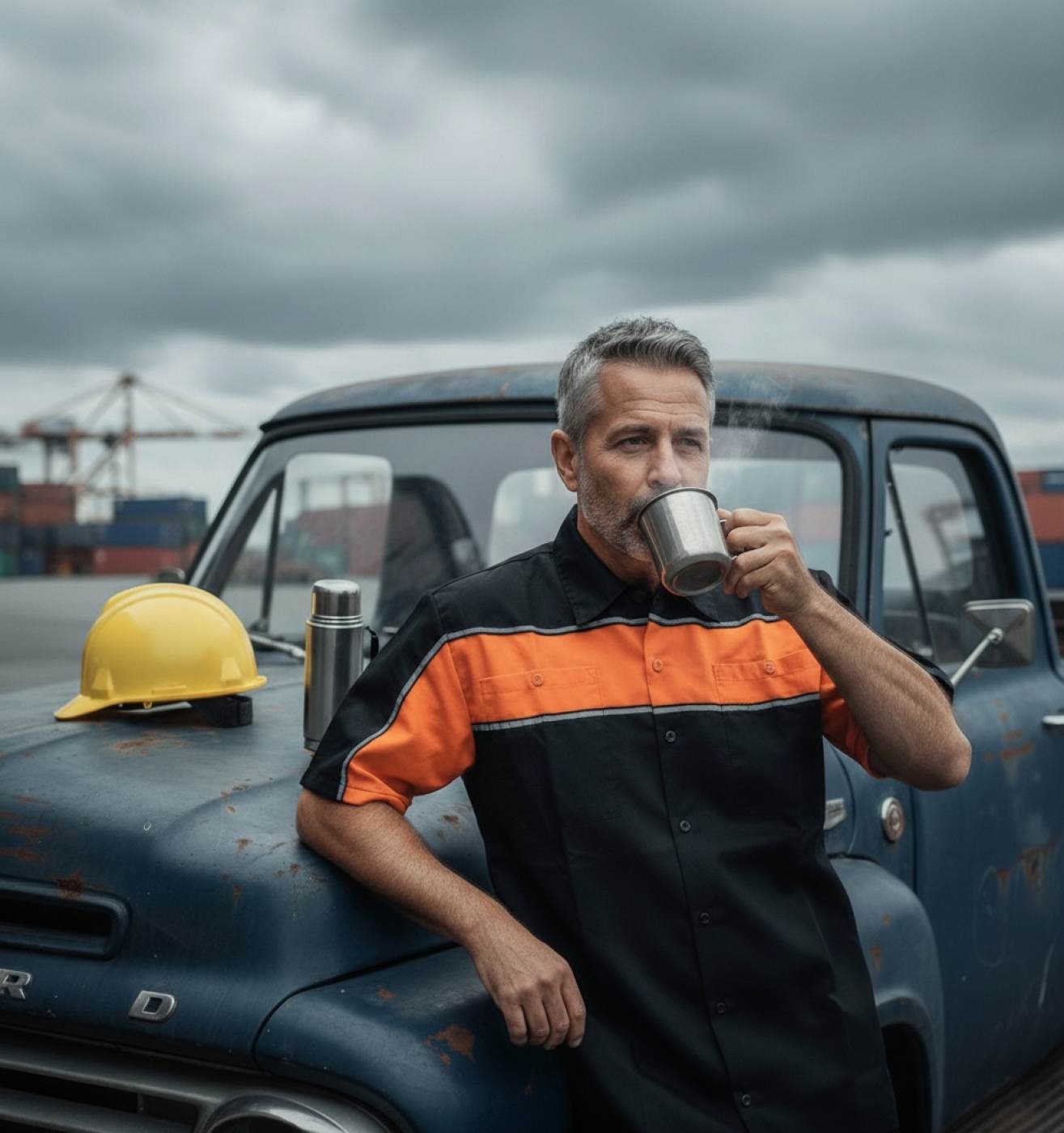 Milwaukee Leather MDM11673 Men’s Black-Orange Mechanic Work Shirt w/ Reflective Strip - Heavy-Duty Button-Up