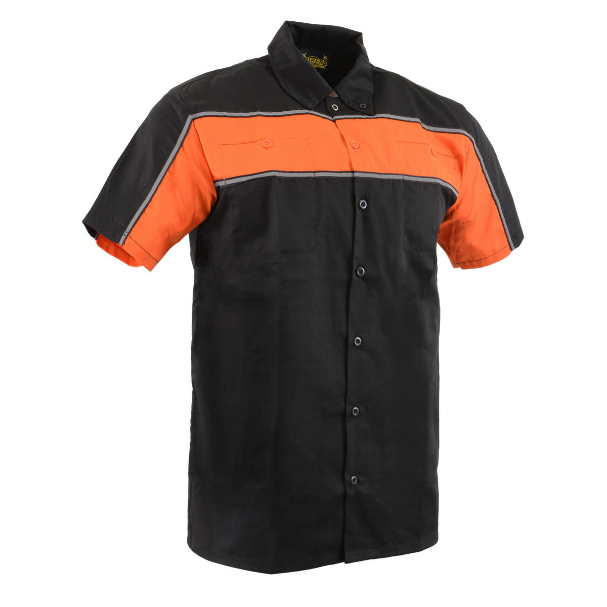reric トライアスロンウェア Mサイズ ブラック/オレンジ Milwaukee Leather MDM11673 Men's Black-Orange Mechanic Work Shirt