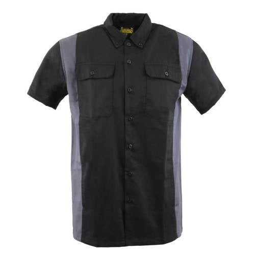 Milwaukee Leather MDM11674 Men’s Black-Grey Button-Up Heavy-Duty Work Shirt - Classic Mechanic Shirt w/ Pockets