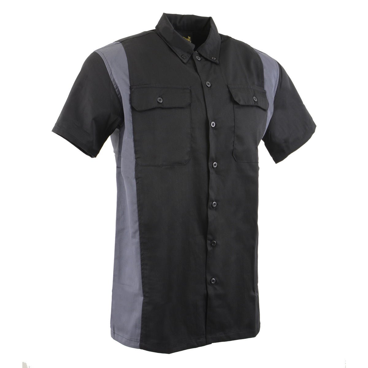 Milwaukee Leather MDM11674.01 Men's Black and Grey Button Up Heavy-Duty Work Shirt for | Classic Mechanic Work Shirt