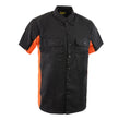 Biker Clothing Co. MDM11676 Men's Black and Orange Button Up Heavy-Duty Work Shirt for | Classic Mechanic Work Shirt