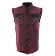 Milwaukee Leather MDM11677 Men’s Magenta Classic Button-Down Cut Off Frayed Sleeveless Casual Shirt