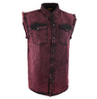 Milwaukee Leather MDM11677 Men’s Magenta Classic Button-Down Cut Off Frayed Sleeveless Casual Shirt