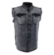 Milwaukee Leather MDM11678 Men’s Classic Grey Button-Down Cut Off Frayed Sleeveless Casual Shirt