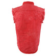 Milwaukee Leather MNG11681 Men’s Classic Red Button-Down Cut Off Frayed Sleeveless Casual Shirt