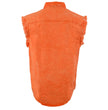 Milwaukee Leather MNG11682 Men’s Classic Orange/Beige Button-Down Cut Off Frayed Sleeveless Casual Shirt