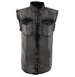 Milwaukee Leather MNG11683 Men’s Classic Beige/Black Button-Down Cut Off Frayed Sleeveless Casual Shirt
