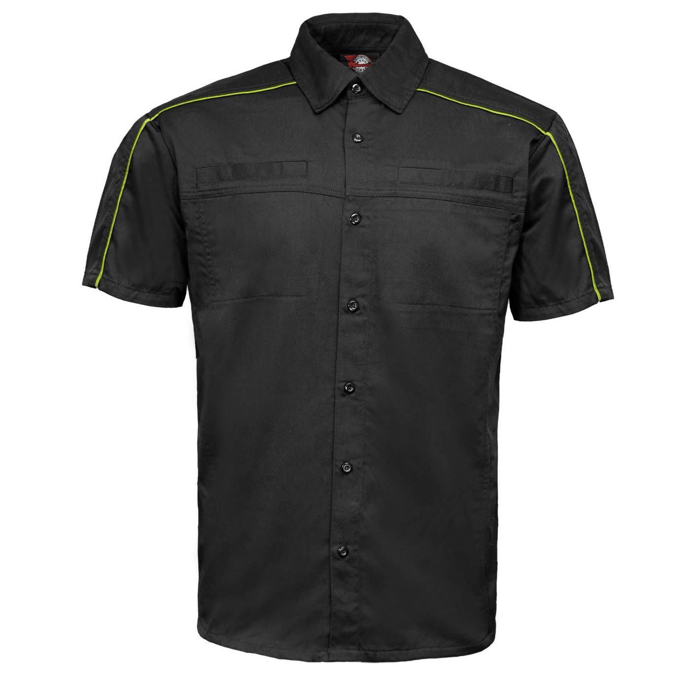 MMCC Men's Slipstream Black Green Poly-Blend Mechanic Shirt