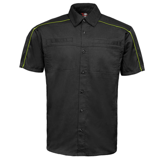 MMCC Men's Slipstream Black/Green Mechanic Work Shirt - 100% Cotton w/ Microfiber Panel - MDM11690