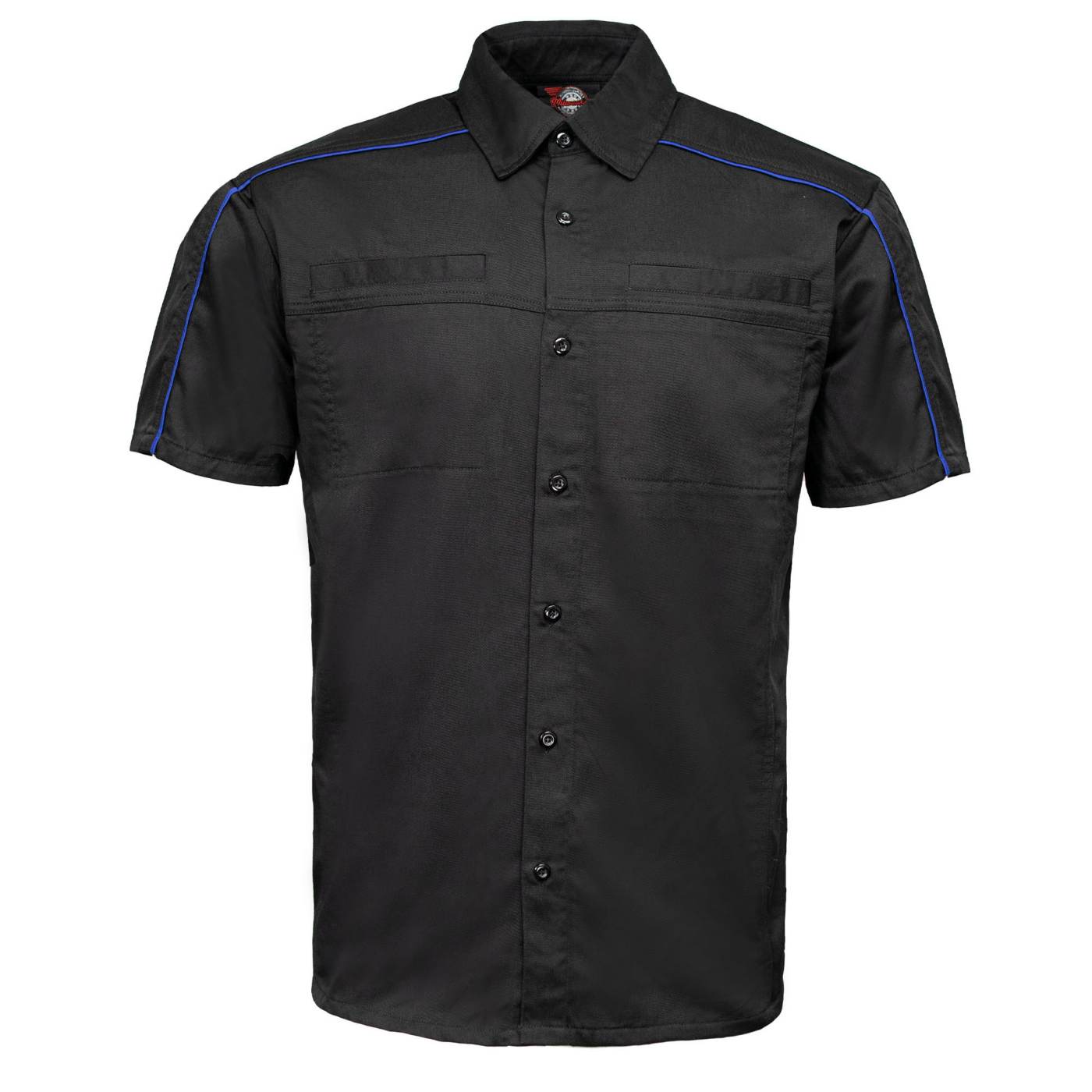 MMCC Men's Slipstream Black/Royal Blue Mechanic Work Shirt - 100% Cotton w/ Microfiber Panel - MDM11692