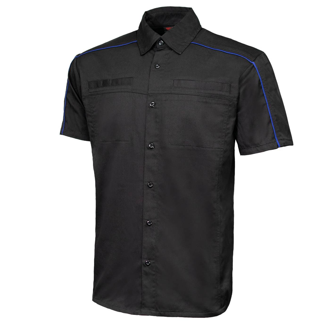MMCC Men's Slipstream Black/Royal Blue Mechanic Work Shirt - 100% Cotton w/ Microfiber Panel - MDM11692