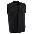 Milwaukee Leather MDM3000 Men's 'Brute' Concealed Snap Black Denim Club Style Vest w/ Hidden Zipper