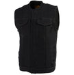 Milwaukee Leather MDM3000 Men's 'Brute' Concealed Snap Black Denim Club Style Vest w/ Hidden Zipper