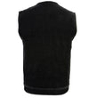 Milwaukee Leather MDM3001 Men's 'Covert' Black Denim Collarless Club Style Motorcycle Biker Vest w/ Dual Closure