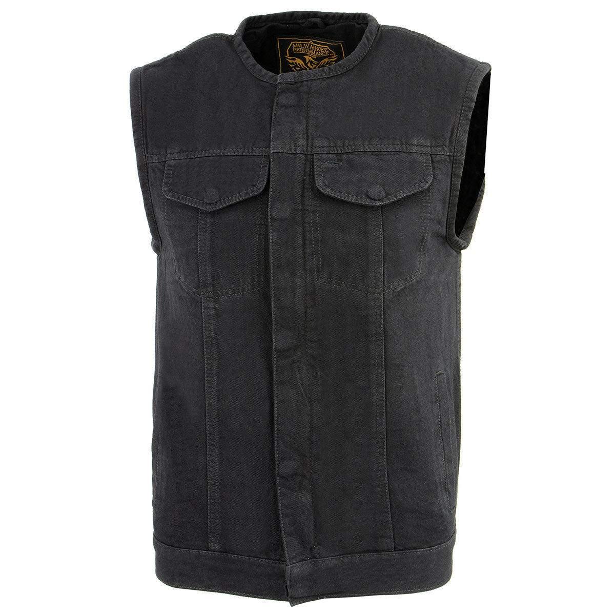 Milwaukee Leather MDM3001 Men's 'Covert' Black Denim Collarless