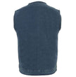 Milwaukee Leather MDM3001 Men's 'Covert' Blue Denim Collarless Club Style Motorcycle Biker Vest w/ Dual Closure