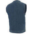 Milwaukee Leather MDM3001 Men's 'Covert' Blue Denim Collarless Club Style Motorcycle Biker Vest w/ Dual Closure