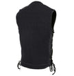 Milwaukee Leather MDM3002 Men's ‘Covert’ Black Denim Club Style Vest with Side Lace Adjustment