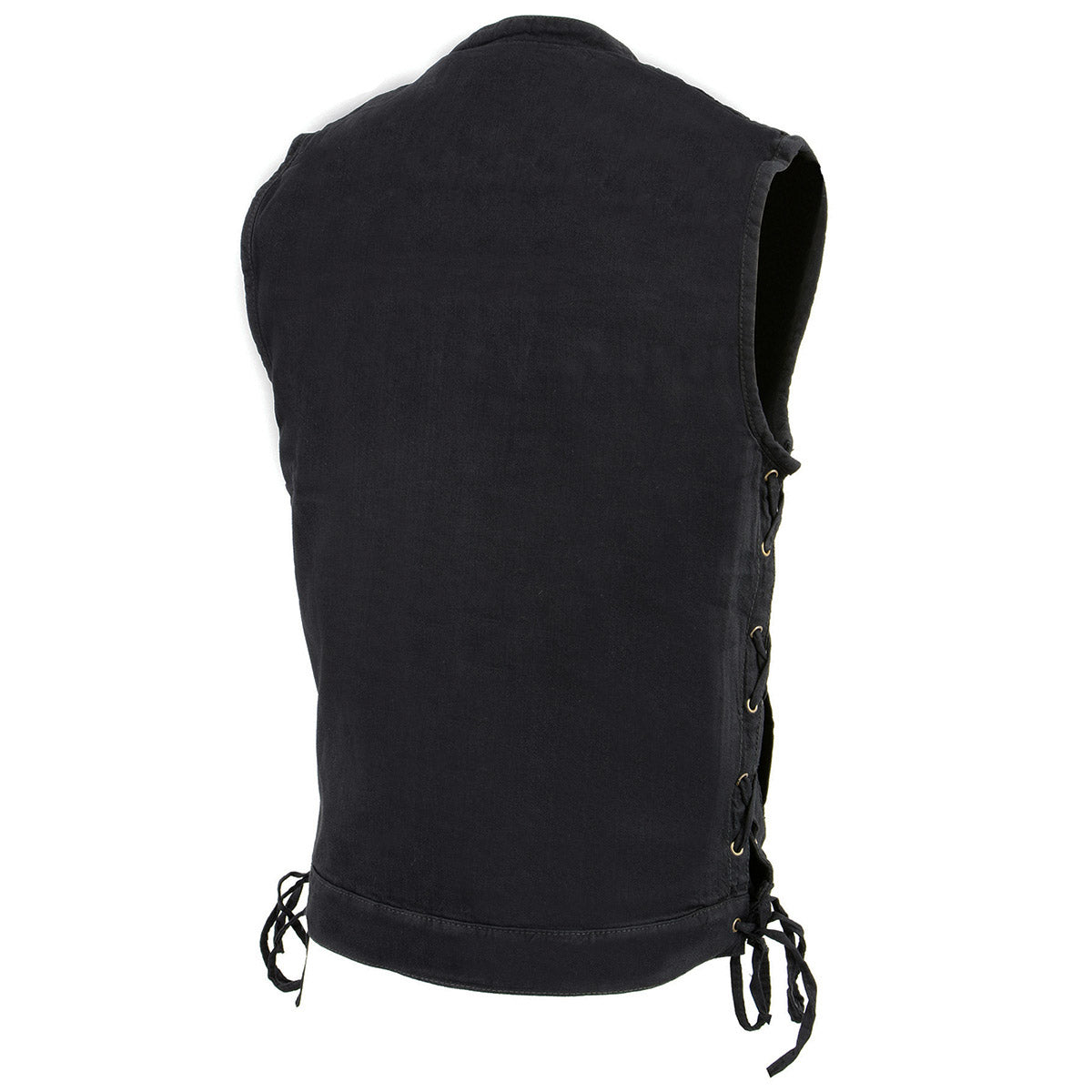 Milwaukee Leather MDM3002 Men's ‘Covert’ Black Denim Club Style Vest with Side Lace Adjustment