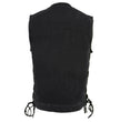 Milwaukee Leather MDM3002 Men's ‘Covert’ Black Denim Club Style Vest with Side Lace Adjustment
