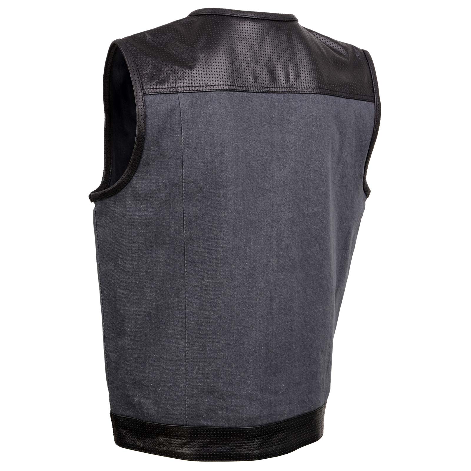 Black Vest Milwaukee Leather Men's Denim Biker Vest Black Club