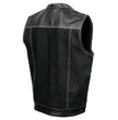 Milwaukee Leather MDM3006 Men's 'Brute' Black Denim and Black Leather Club Style Vest w/ Hidden Dual Closure