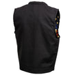 Milwaukee Leather MDM3007 Men's 'Brute' Concealed Snap Black Denim Club Style Vest w/ USA Flag Liner