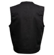 Milwaukee Leather MDM3007 Men's 'Brute' Concealed Snap Black Denim Club Style Vest w/ USA Flag Liner