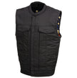 Milwaukee Leather MDM3007 Men's 'Brute' Concealed Snap Black Denim Club Style Vest w/ USA Flag Liner