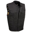 Milwaukee Leather MDM3007 Men's 'Brute' Concealed Snap Black Denim Club Style Vest w/ USA Flag Liner