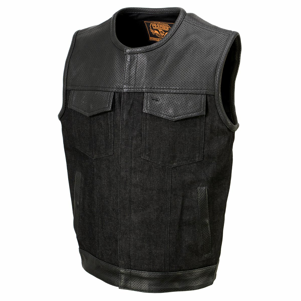 Milwaukee Leather MDM3008 Men's 'Brute' Black Perforated Leather
