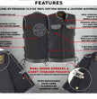 Milwaukee Leather MDM3011 Men's Black 'Hidden Zipper' Side Lace Motorcycle Rider Denim Vest w/ Leather Trim