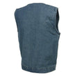 Milwaukee Leather MDM3012 Men's 'Brute' Concealed Snap Blue Denim V-Neck Club Style Vest w/ Hidden Zipper
